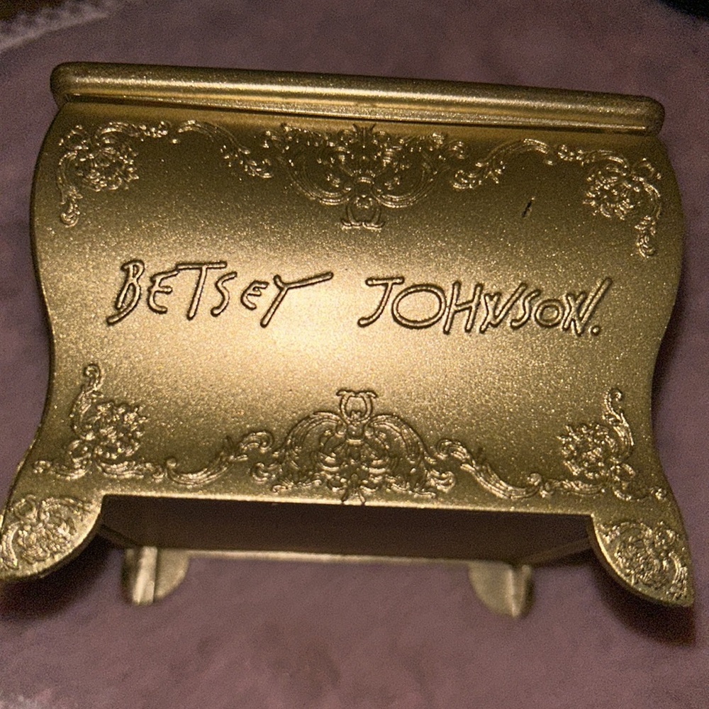 Betsey Johnson jewelry watch bracelet gift box pink gold satin leopard vintage